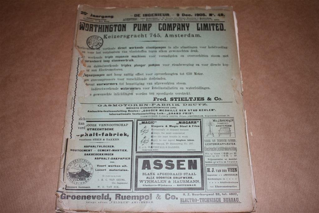 Magazine De Ingenieur - Zeldzame uitgave 1905 !!, Ophalen of Verzenden, Gelezen, Bouwkunde
