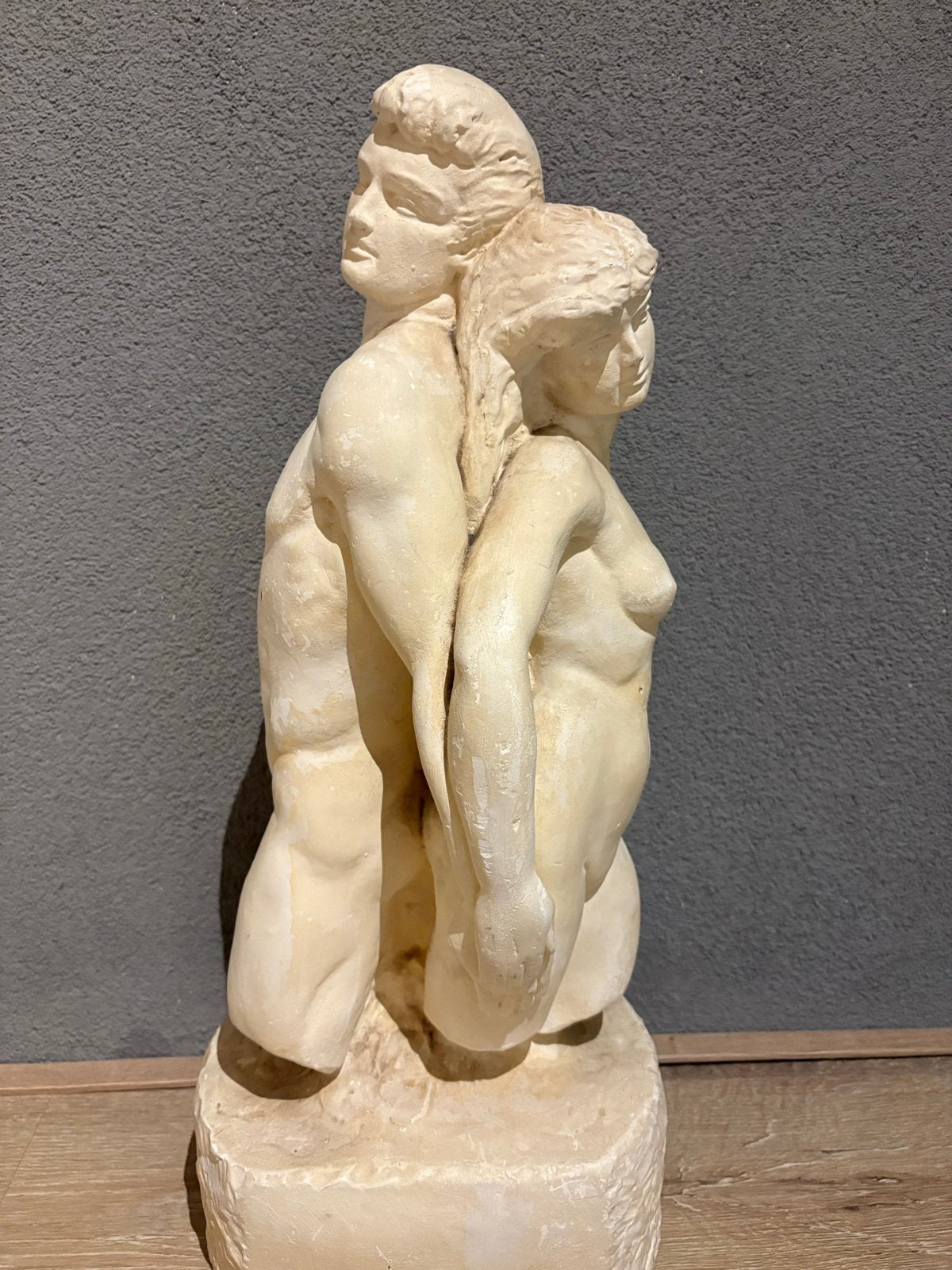 Prachtig beeld van man en vrouw liefde, Ophalen, Gips, 50 - 100 cm, Handgemaakt