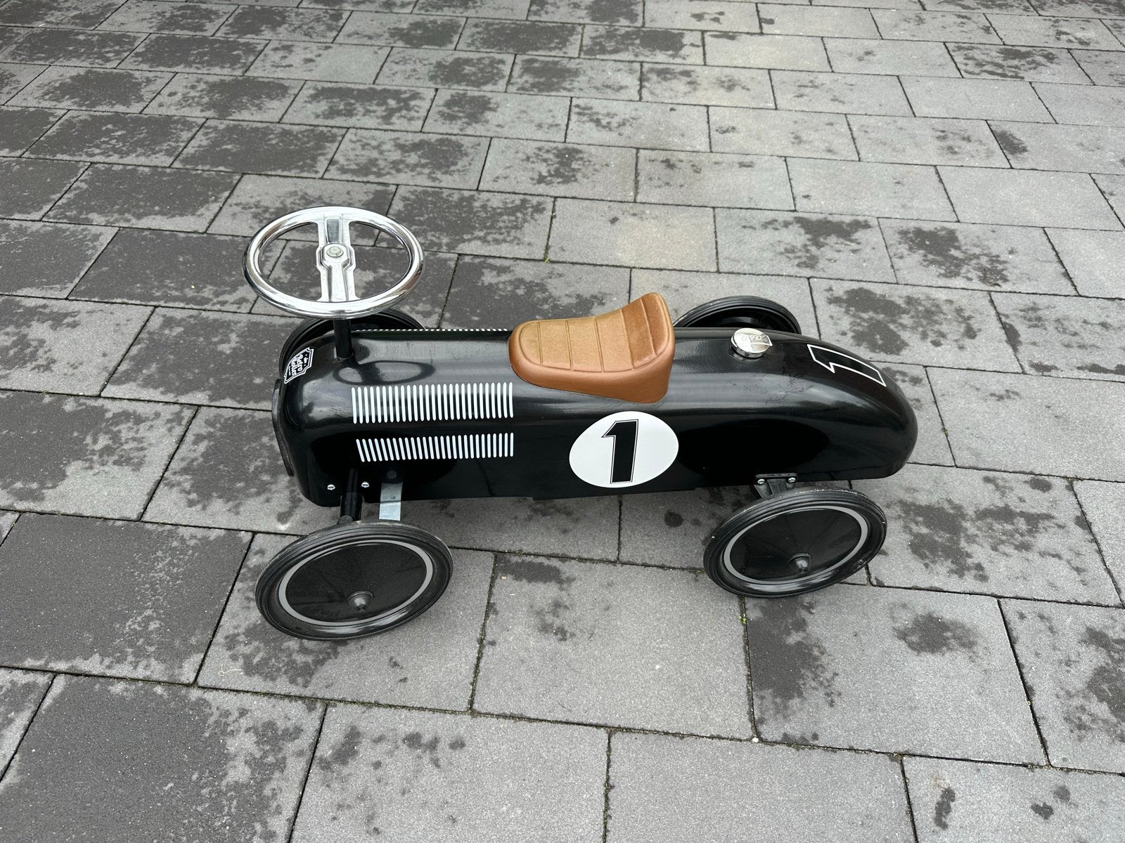 Retro Roller Loopauto Zwart - Zo goed als nieuw, Ophalen, Zo goed als nieuw, Loopvoertuig