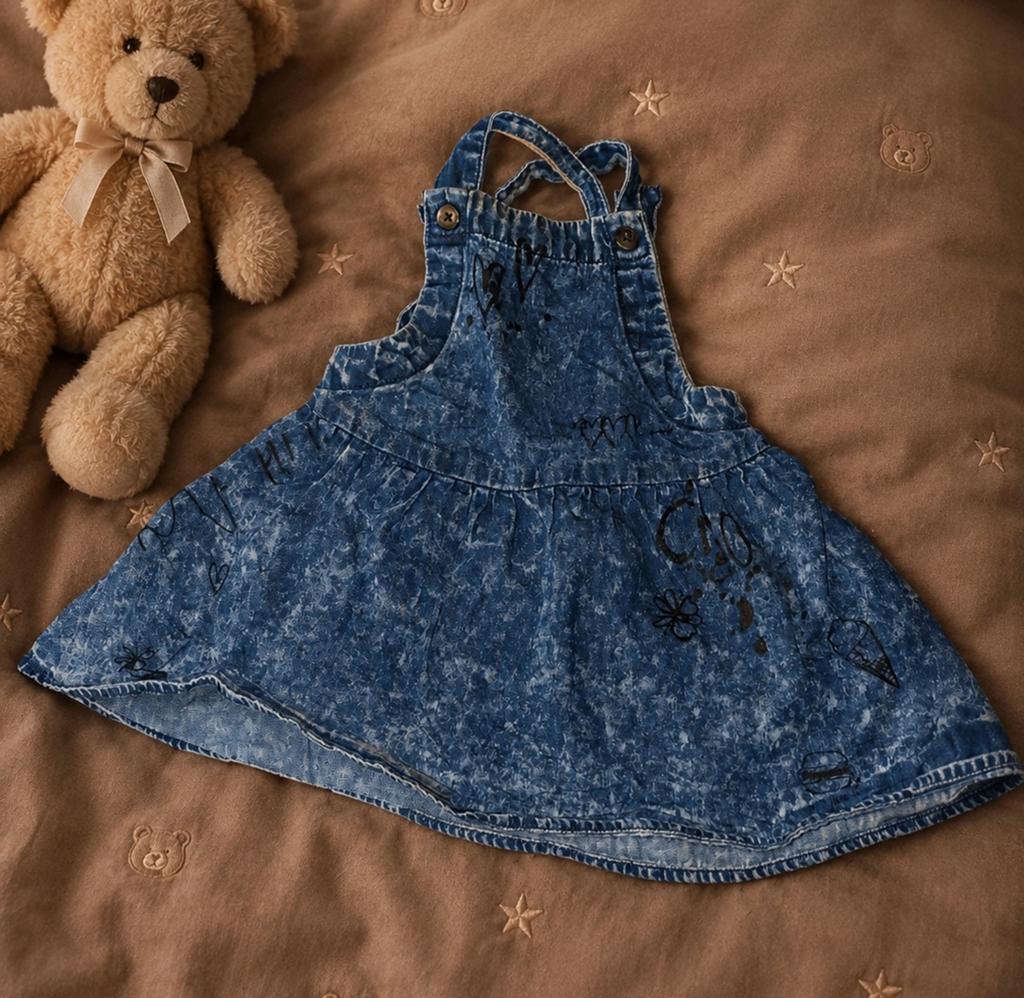 Vingino spijkerjurkje / denim jurkje, maat 74., Jurkje of Rokje, Zo goed als nieuw, Vingino, Verzenden