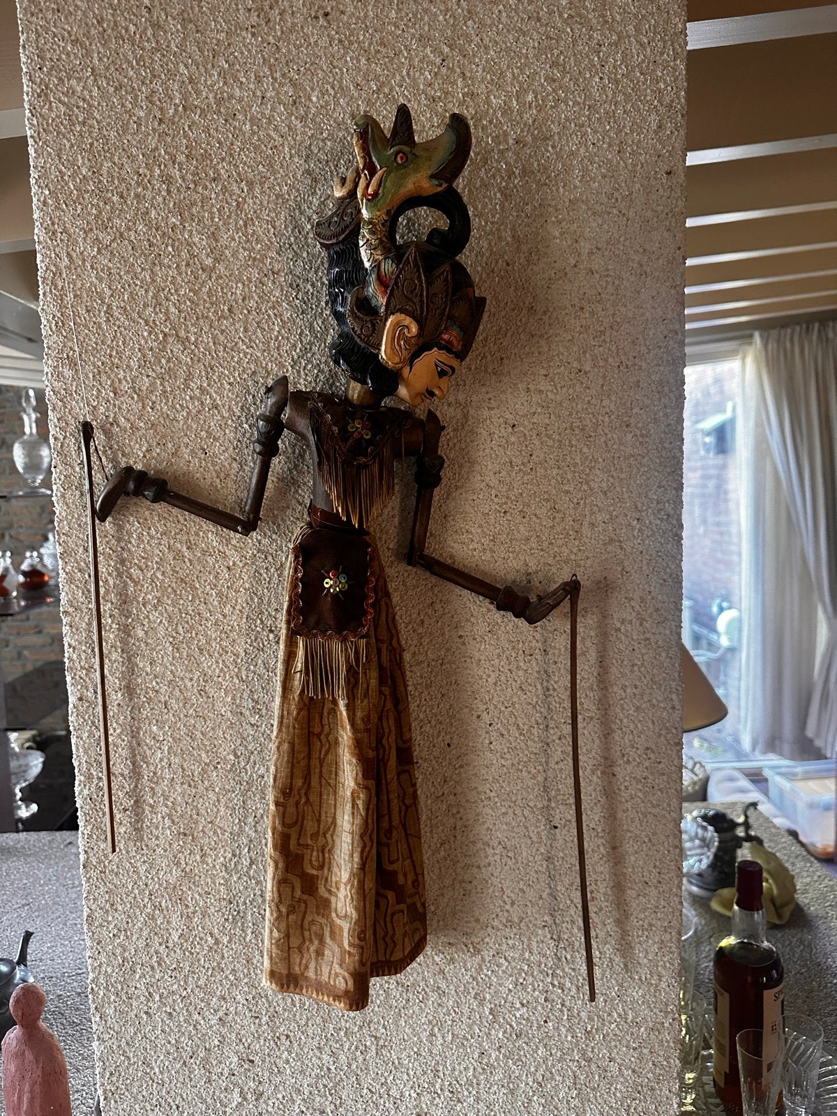 Antieke Indonesische Wayang Golek pop, Antiek en Kunst, Bruin, Handgemaakt, Indonesië, Pop