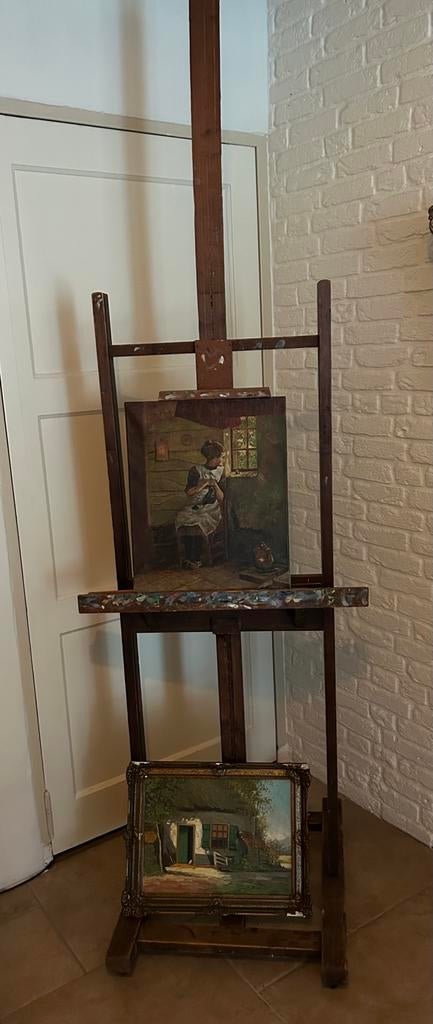 Antieke schildersezel, groot model, Antiek en Kunst, Ophalen