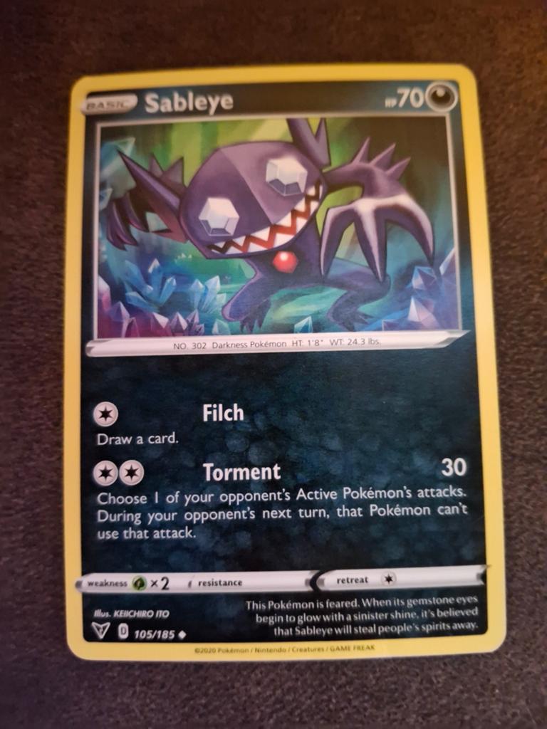 Sableye Pokémon Kaart 105/185 Darkness Pokémon, Ophalen of Verzenden, Zo goed als nieuw, Losse kaart