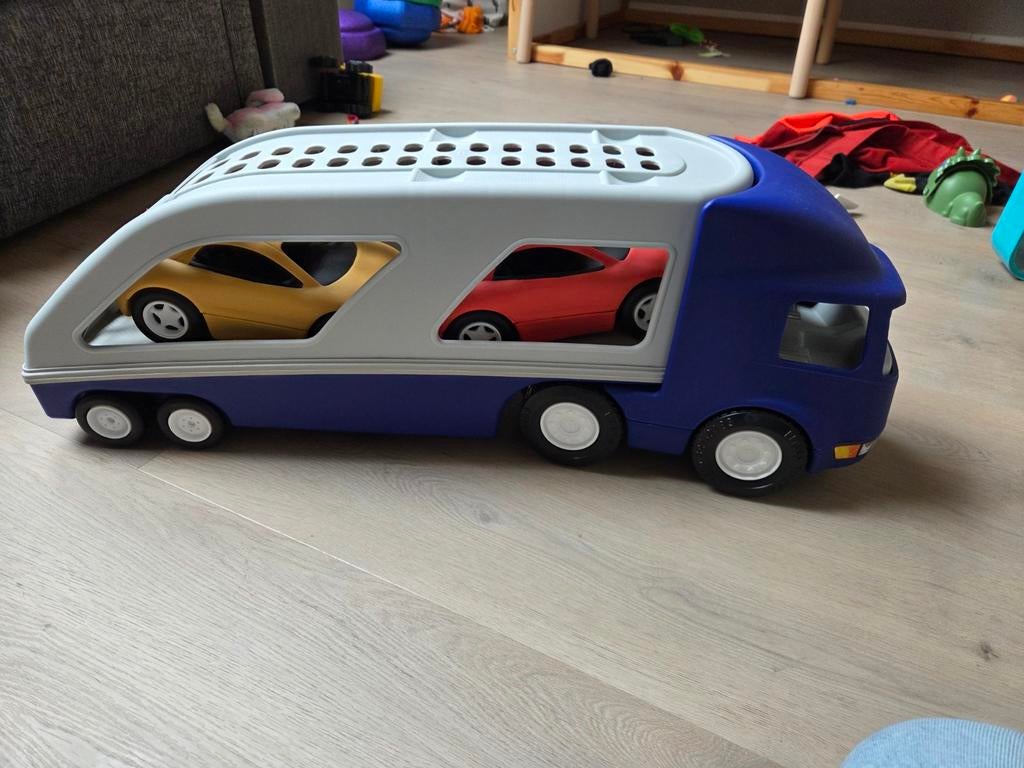 Grote little tikes speelgoed autotransporter met 2 auto's, Ophalen, Gebruikt