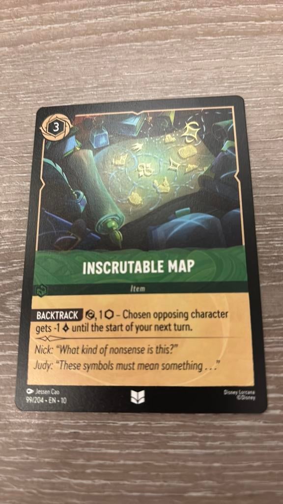 Disney Lorcana Inscrutable map 99-204 10WHI nonfoil, Ophalen of Verzenden, Zo goed als nieuw, Losse kaart