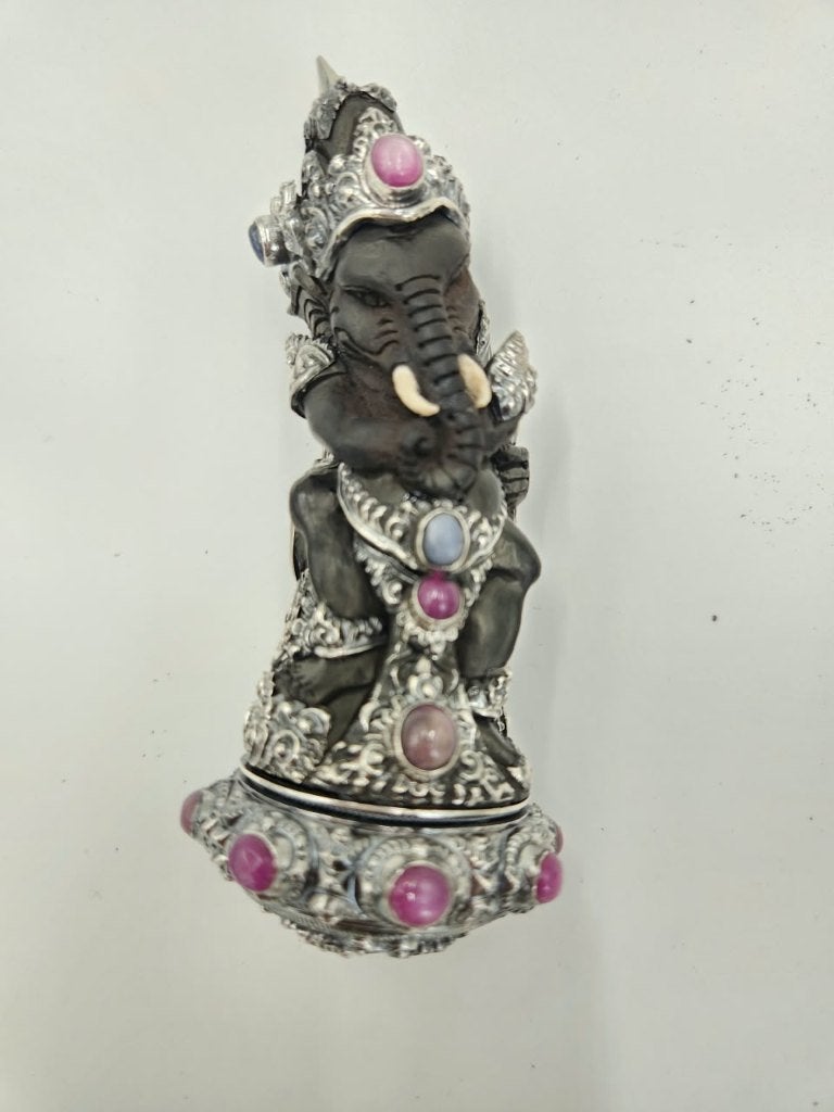 Balinese Keris-Greep Ganesha Ebbenhout Zilver HTA88, Antiek en Kunst, 13 cm, Verzenden, Overige materialen, Indonesië