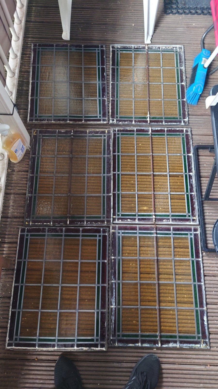 Glas-in-lood ramen - Jaren '30 stijl per 2 stuks of Alles, Gevelraam of Ruit, Gebruikt, Minder dan 80 cm, Ophalen of Verzenden