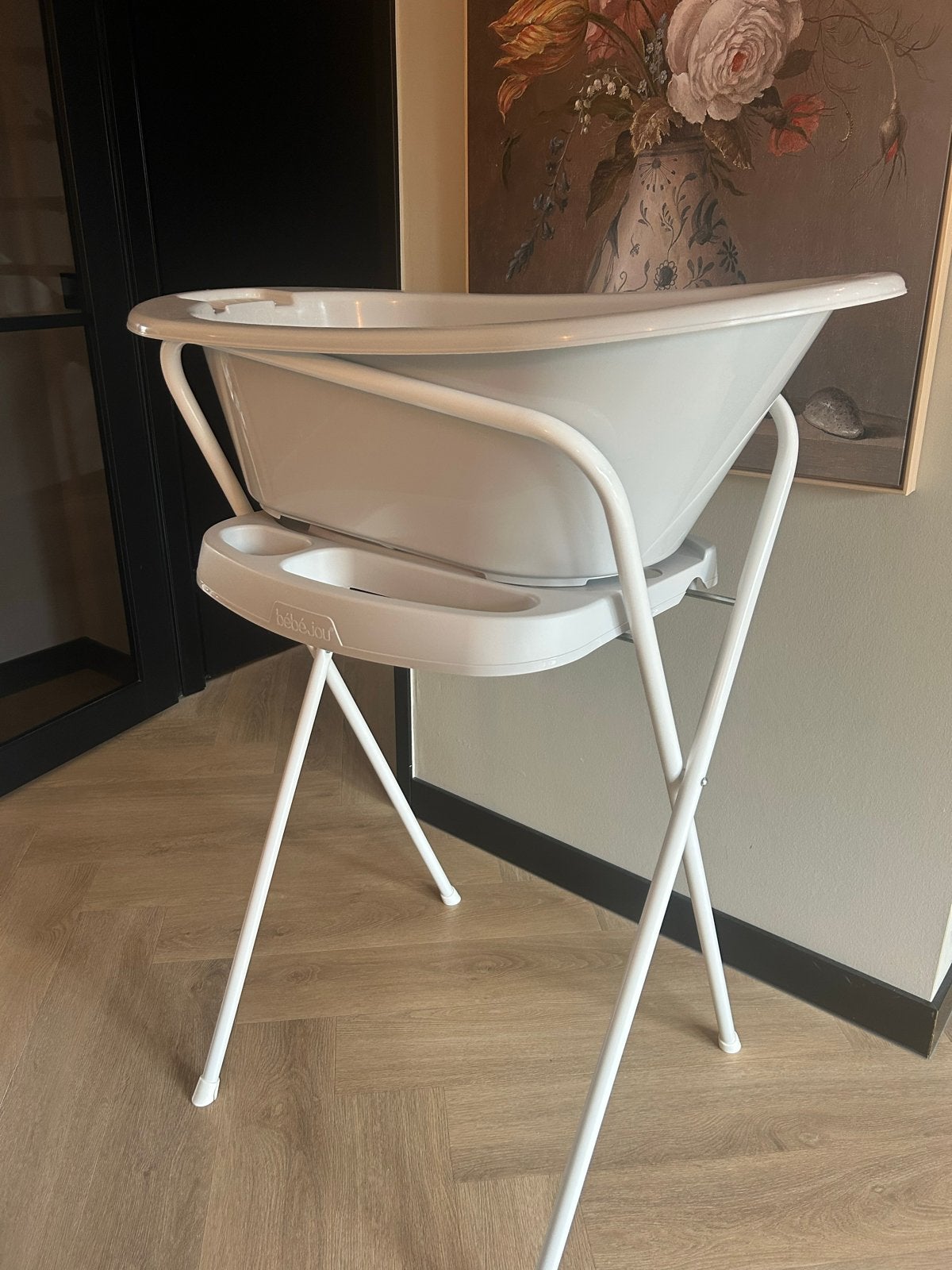 Bébé-jou badje met standaard en tummytub, Ophalen, Gebruikt, Badje, Bébé-jou
