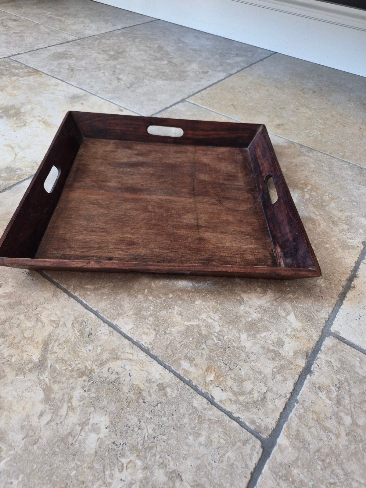 Houten Dienblad met Handvatten - Rustieke Stijl, Huis en Inrichting, Woonaccessoires | Dienbladen, Gebruikt, Ophalen of Verzenden
