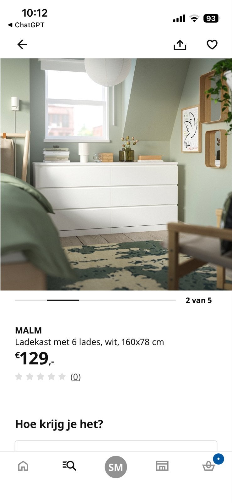 IKEA MALM ladekast met 6 laden, wit, 160x78 cm, Ophalen, Gebruikt, 5 laden of meer, 150 tot 200 cm
