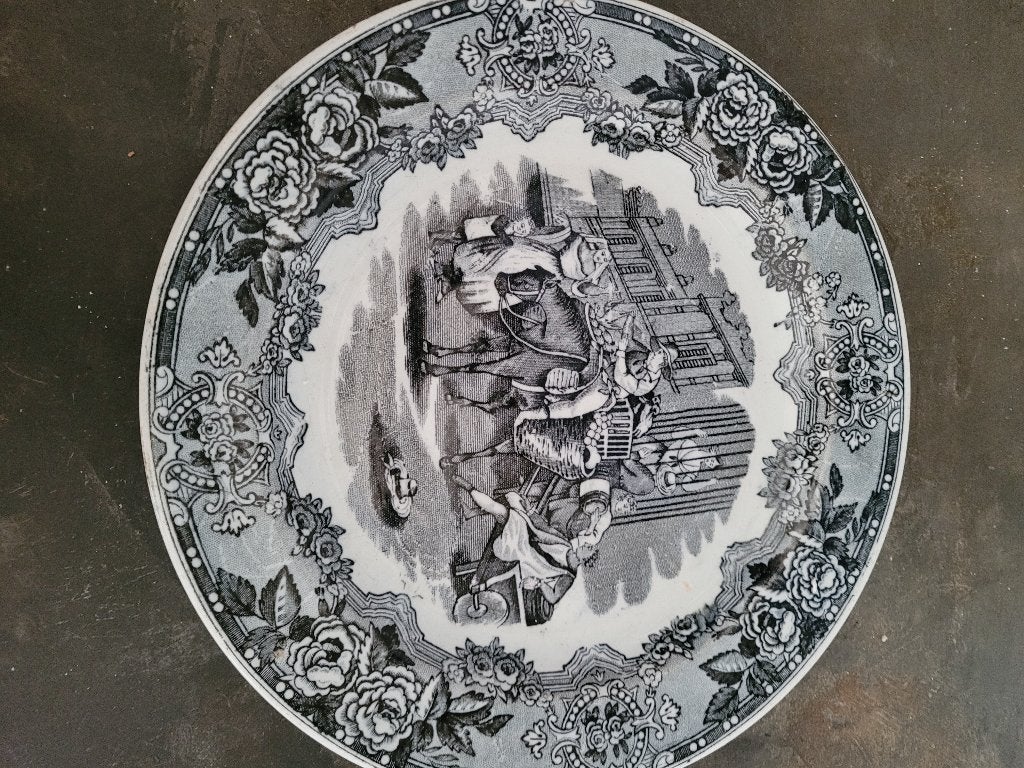 Set antieke borden Petrus Regout Indian Traffic foto 1 t/m 4, Ophalen of Verzenden
