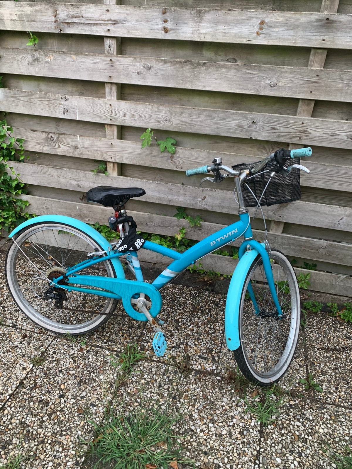 B’TWIN kinderfiets – blauw/turquoise – ongeveer 7-11 jaar, Ophalen, Gebruikt, Staal, 24 inch of meer