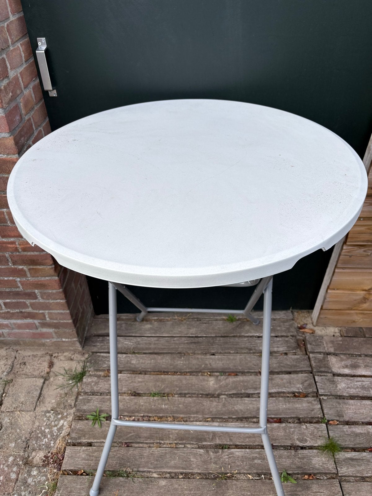 Statafel wit, 110 cm hoog, 80 cm doorsnee, Ophalen, Gebruikt, Rond, Kunststof
