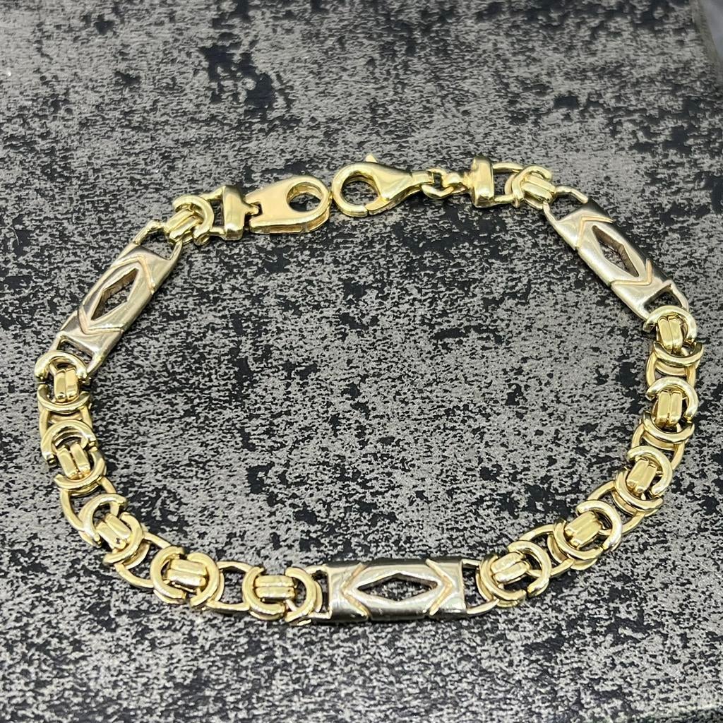 14 karaat gouden armband massief schakel koningsarmband, Ophalen of Verzenden, Nieuw, Goud