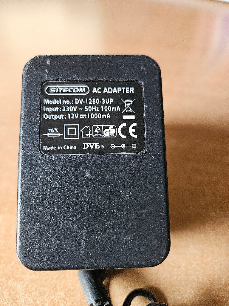 sitecom ac adapter 12v 1A, Ophalen of Verzenden, Gebruikt