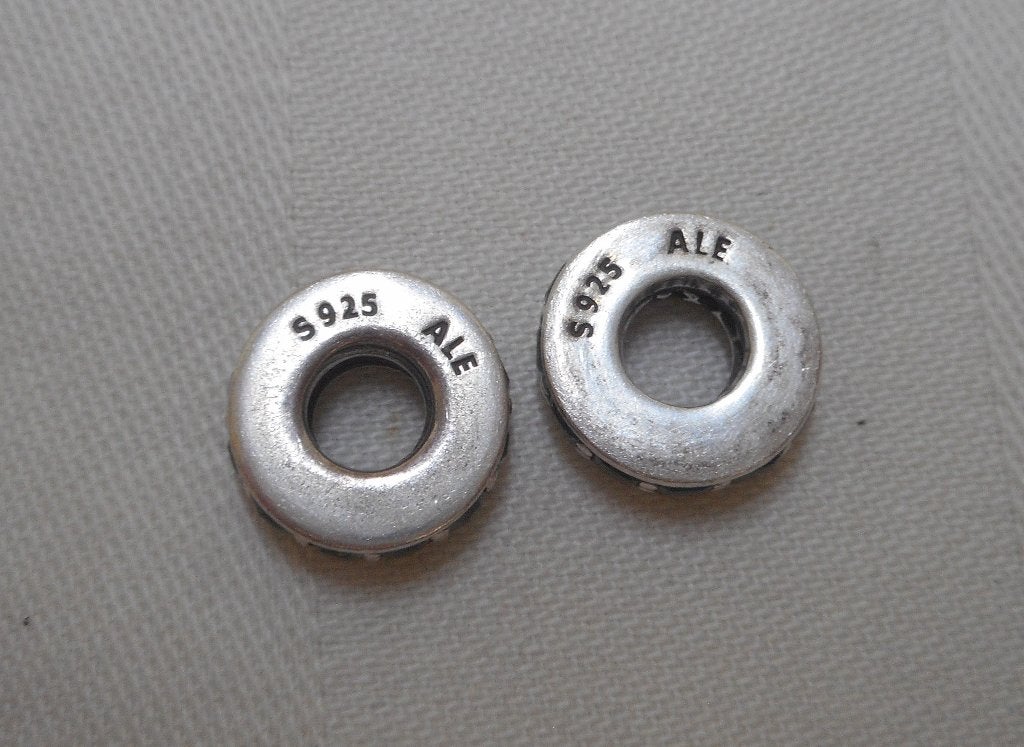 Pandora zilveren set spacers hemelsblauwe eeuwigheid nr.1001, Verzenden, Pandora, Zo goed als nieuw, 2 of 3 bedels