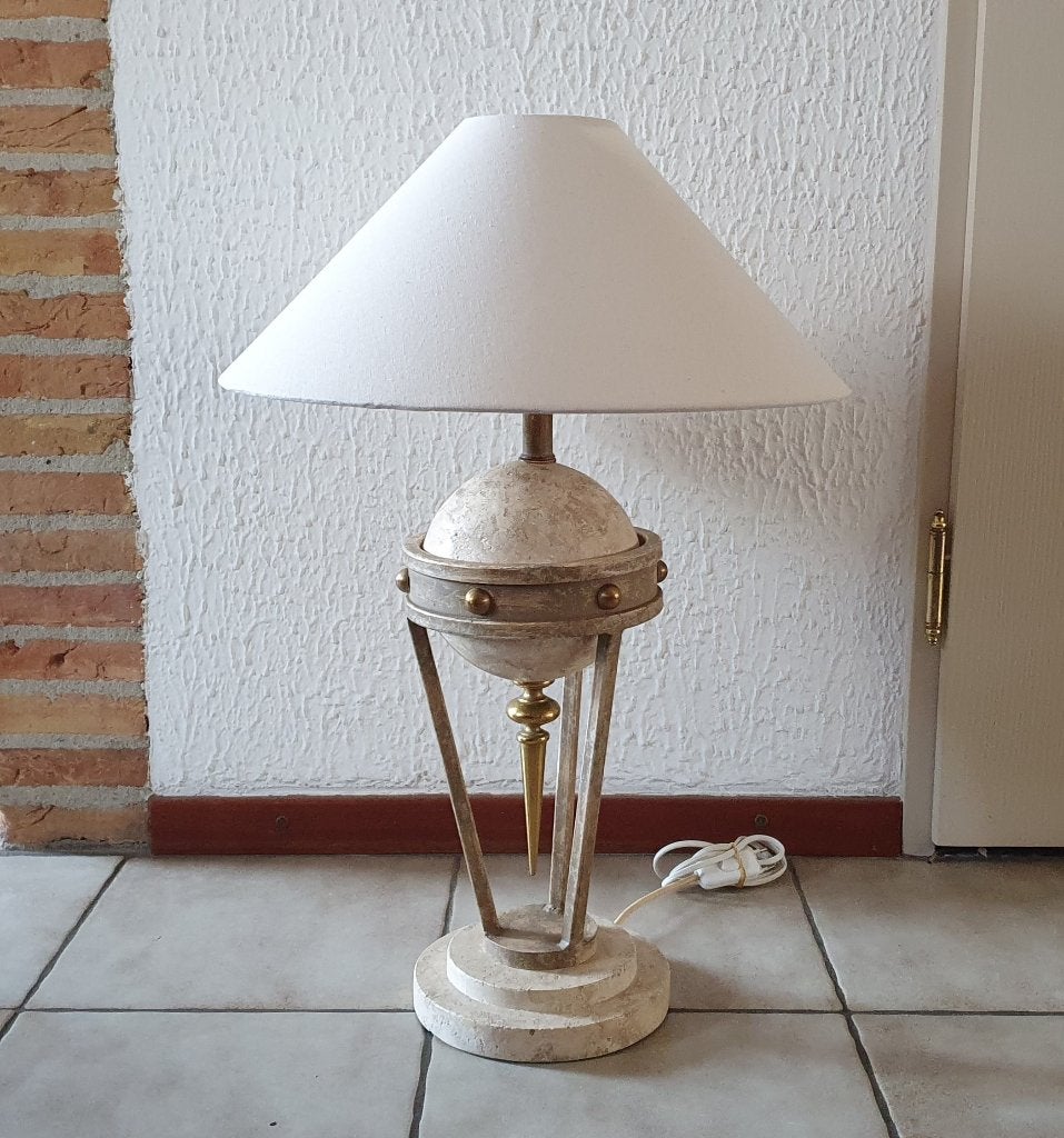 Vintage Travertin tafellamp, Ophalen, 50 tot 75 cm, Overige materialen, Vintage