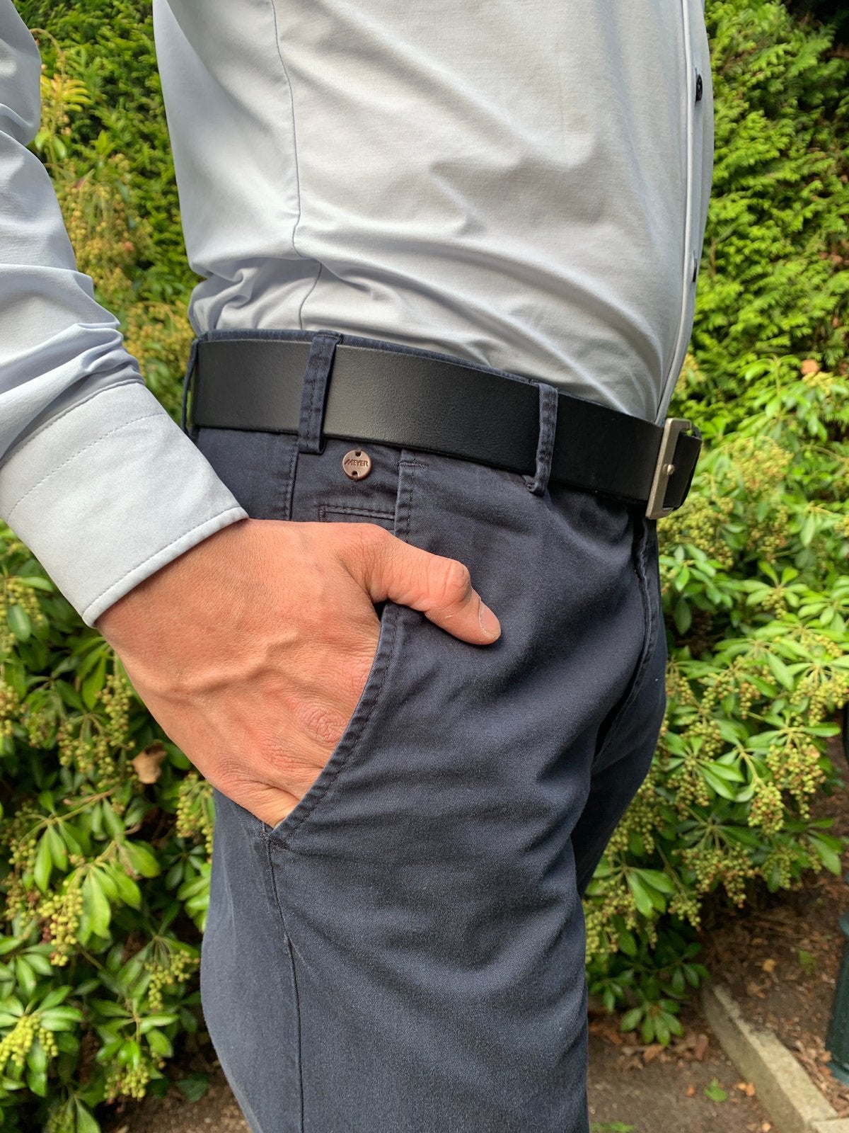 Nette donkerblauwe pantalon Meyer, Ophalen of Verzenden, Zo goed als nieuw, Maat 48/50 (M), Overige kleuren