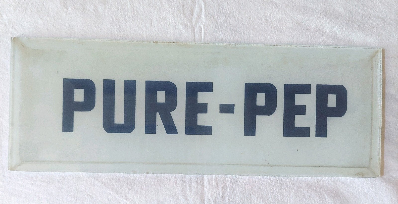 Pure Pep Olie reclame glas bord lichtbak reclamebord antiek, Ophalen of Verzenden, Gebruikt, Reclamebord