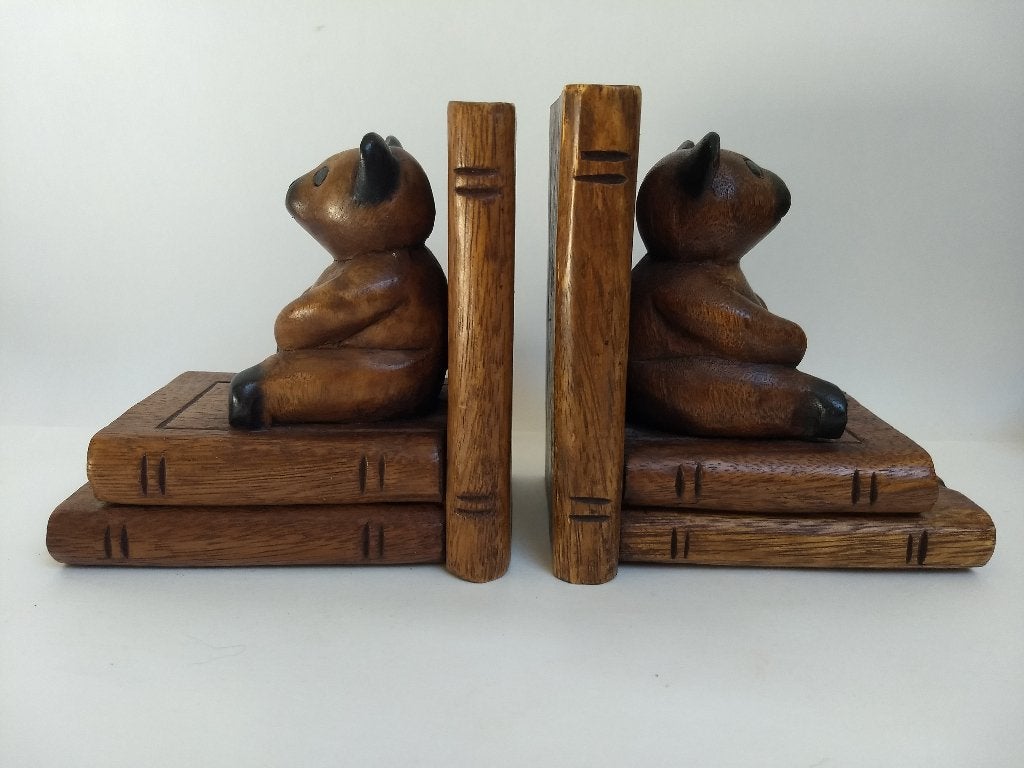 vintage houten boekensteunen beer, Ophalen