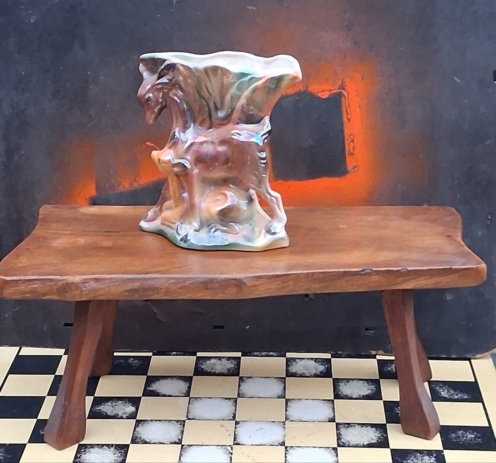 Bijzettafeltje/plantentafeltje.  Hout.  Ca '80.  49/19 cm., Ophalen, Zo goed als nieuw