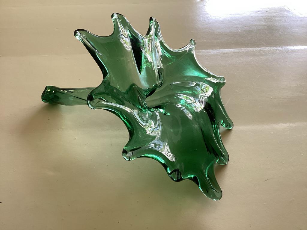 Murano Groen Glazen Liggende Vaas - Jaren '50-'70, Antiek en Kunst, Ophalen of Verzenden