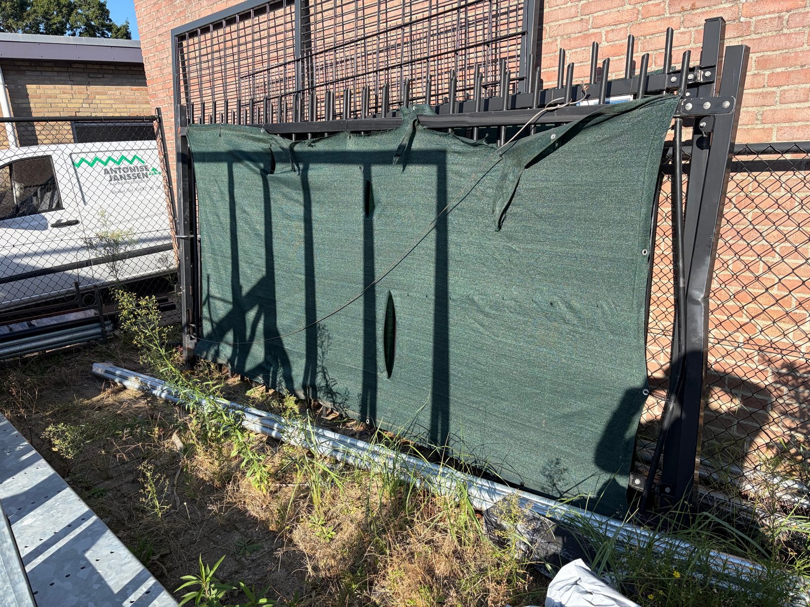 Dubbele poort 8 meter breed, 2 meter hoog, Tuin en Terras, Tuinhekken en Hekwerk, Ophalen, Met poort, Gebruikt, Overige typen