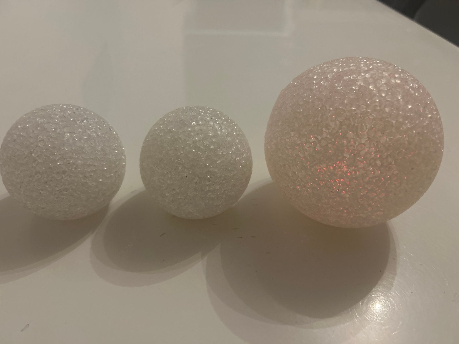 Set van 3 decoratieve LED-bollen, wit/transparant, Kunststof, Ophalen of Verzenden, Zo goed als nieuw, Modern