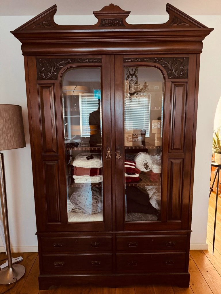 ANTIEK mahonie kast vitrinekast servieskast Engelse wardrobe, Ophalen