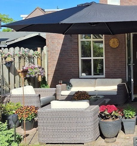 Te Koop, Tuinset kunstof riet., Tuin en Terras, Ophalen, 5 zitplaatsen, Kunststof, Loungeset
