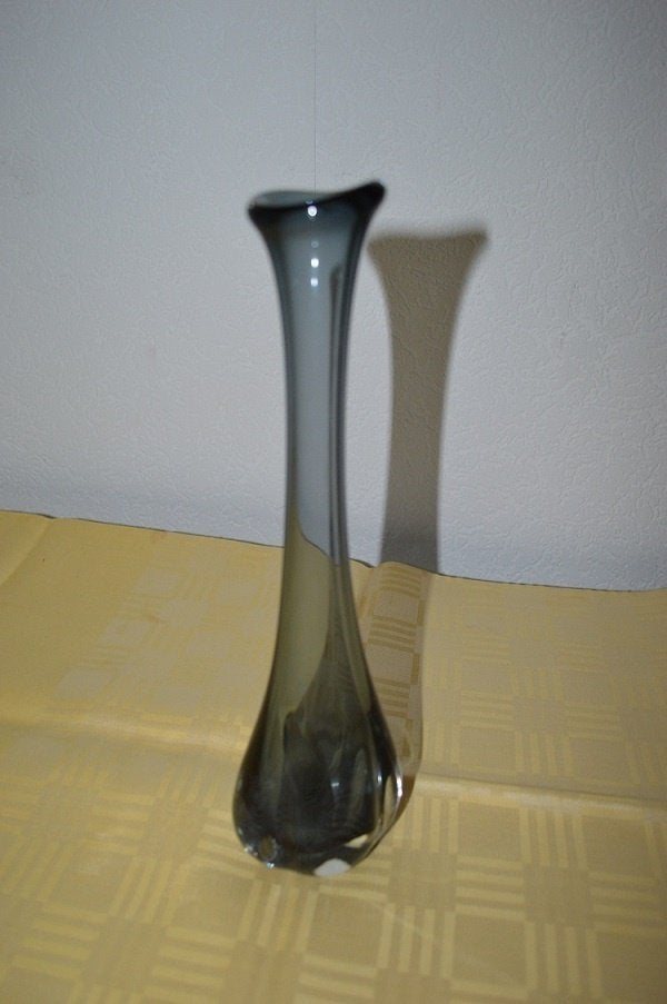 mooie Vintage / sixties Murano glazen vaas - Grijs/Blauw, Ophalen of Verzenden, Huis en Inrichting