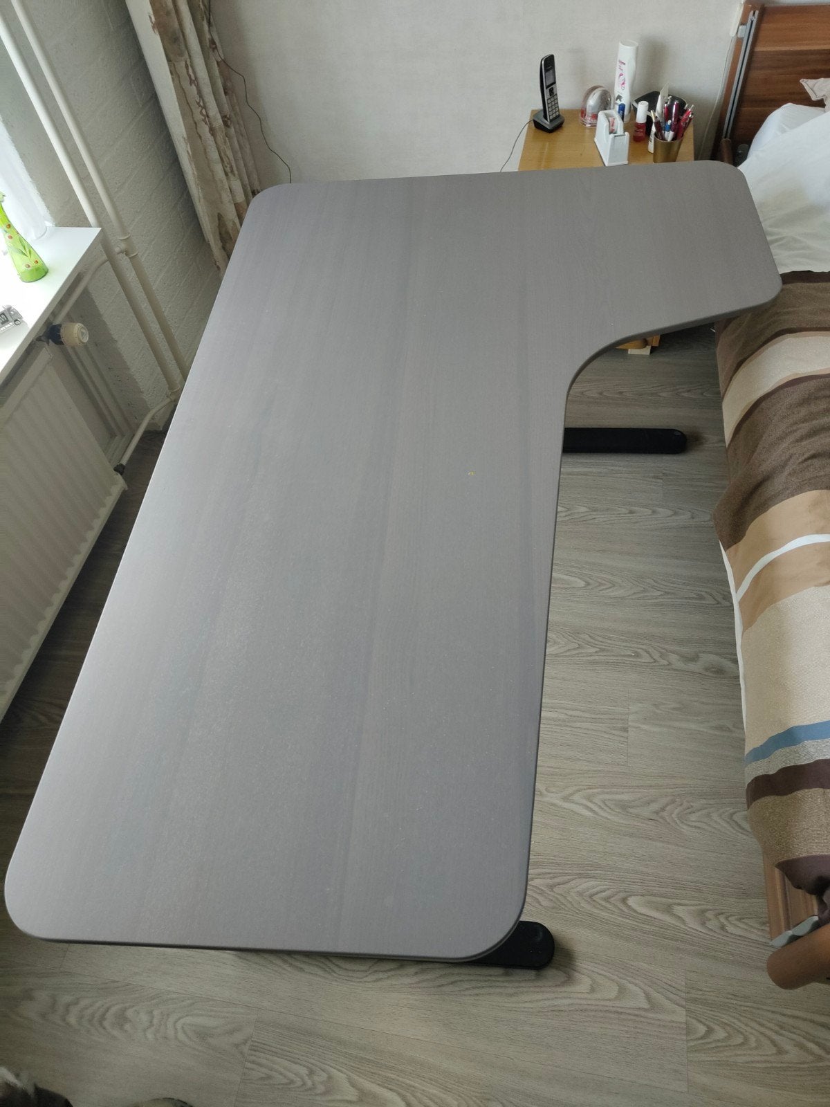 IKEA Bekant bureau antraciet, in hoogte verstelbaar, Ophalen, Gebruikt, IKEA, Hoekbureau