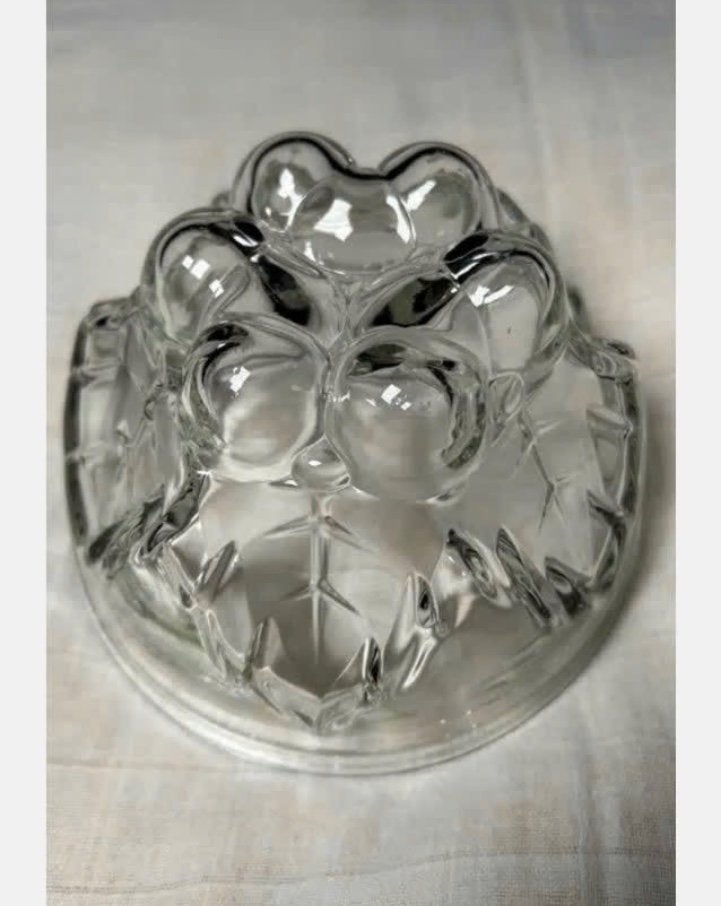 Glazen schaal voor gelei pudding cake, druiventros bodem, Schaal, Rond, Ophalen of Verzenden, X