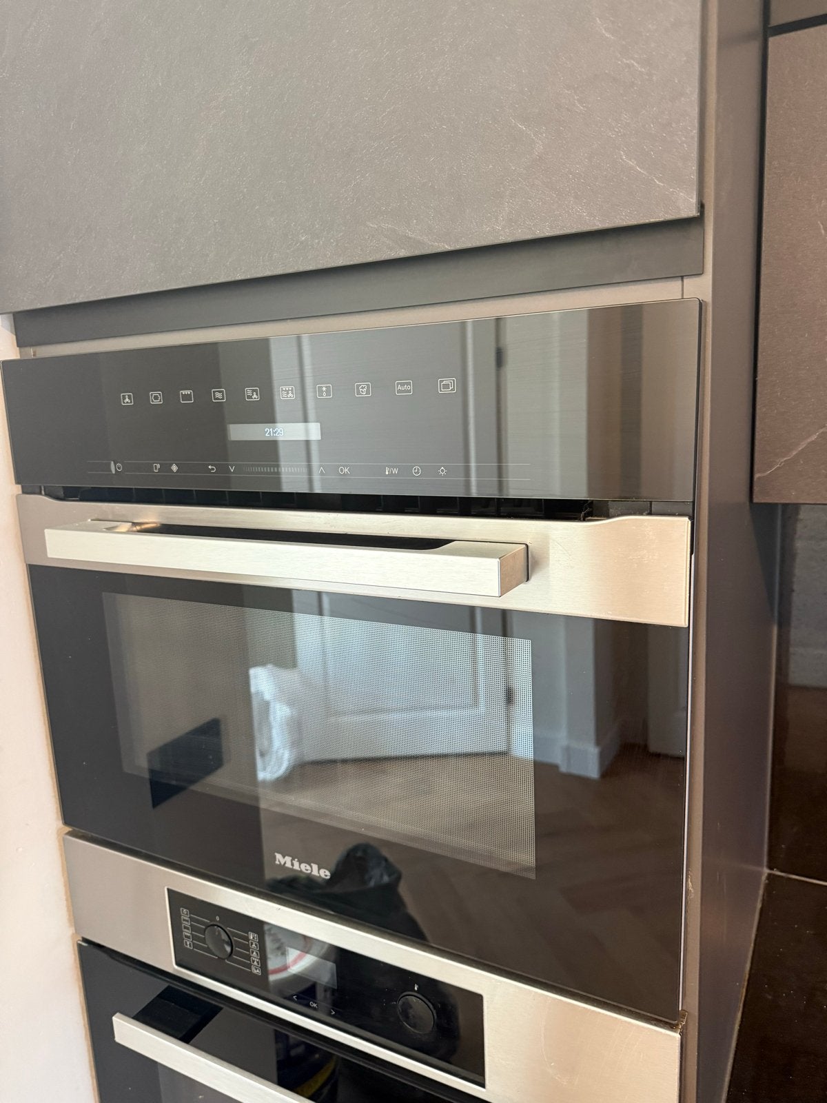 Miele H 7240 BM combi-magnetron oven zo goed als nieuw, Ophalen, 45 tot 50 cm, Hete lucht, Inbouw