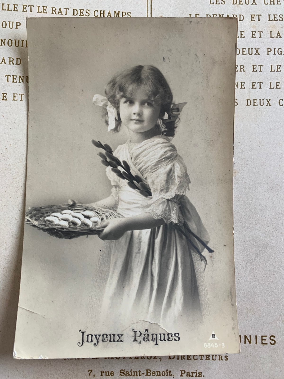 1911 Joyeux Pâques - meisje met wilgenkatjes en eieren (VB), Ophalen of Verzenden, Voor 1920, Gelopen, Feest(dag)