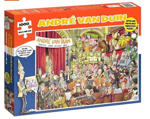 Legpuzzel André van Duin 60 Jaar In Het Vak 1000 Stukjes, Ophalen of Verzenden, 500 t/m 1500 stukjes, Gebruikt, Legpuzzel