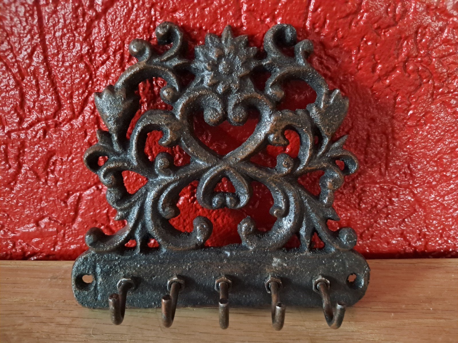 Decoratief gietijzeren sleutelrekje., Ophalen of Verzenden