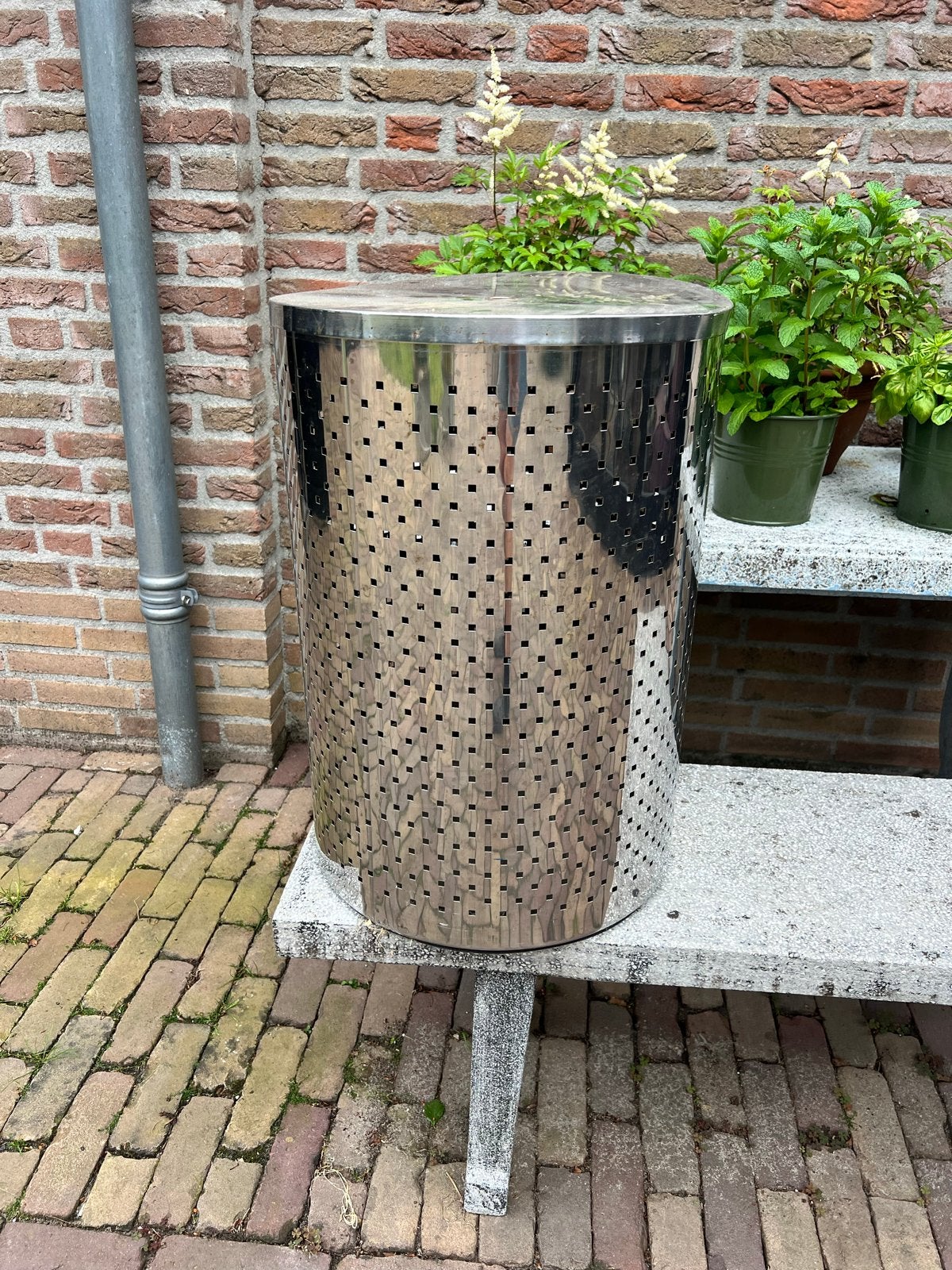 Stijlvolle RVS Wasbox / Opbergton, Huis en Inrichting, Ophalen, Gebruikt, Zilver, Metaal
