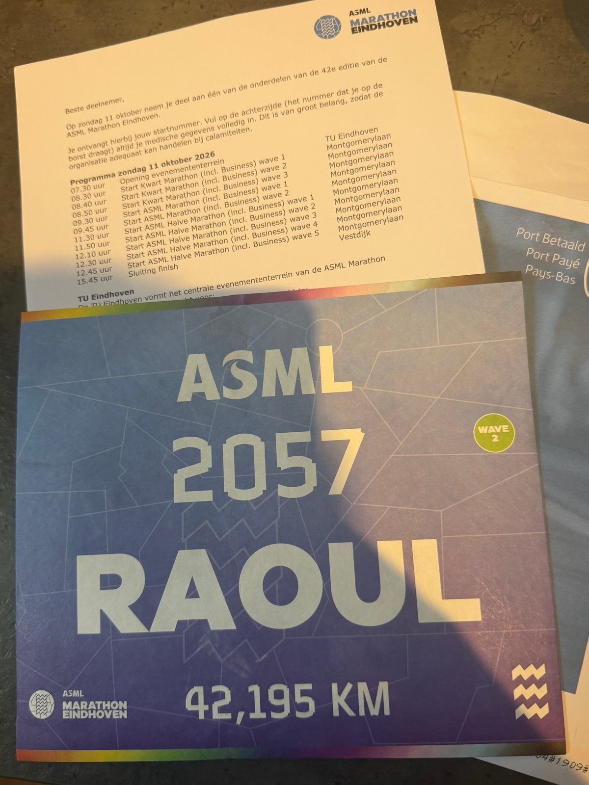 Startnummer ASML Marathon Eindhoven, Eén persoon, Oktober