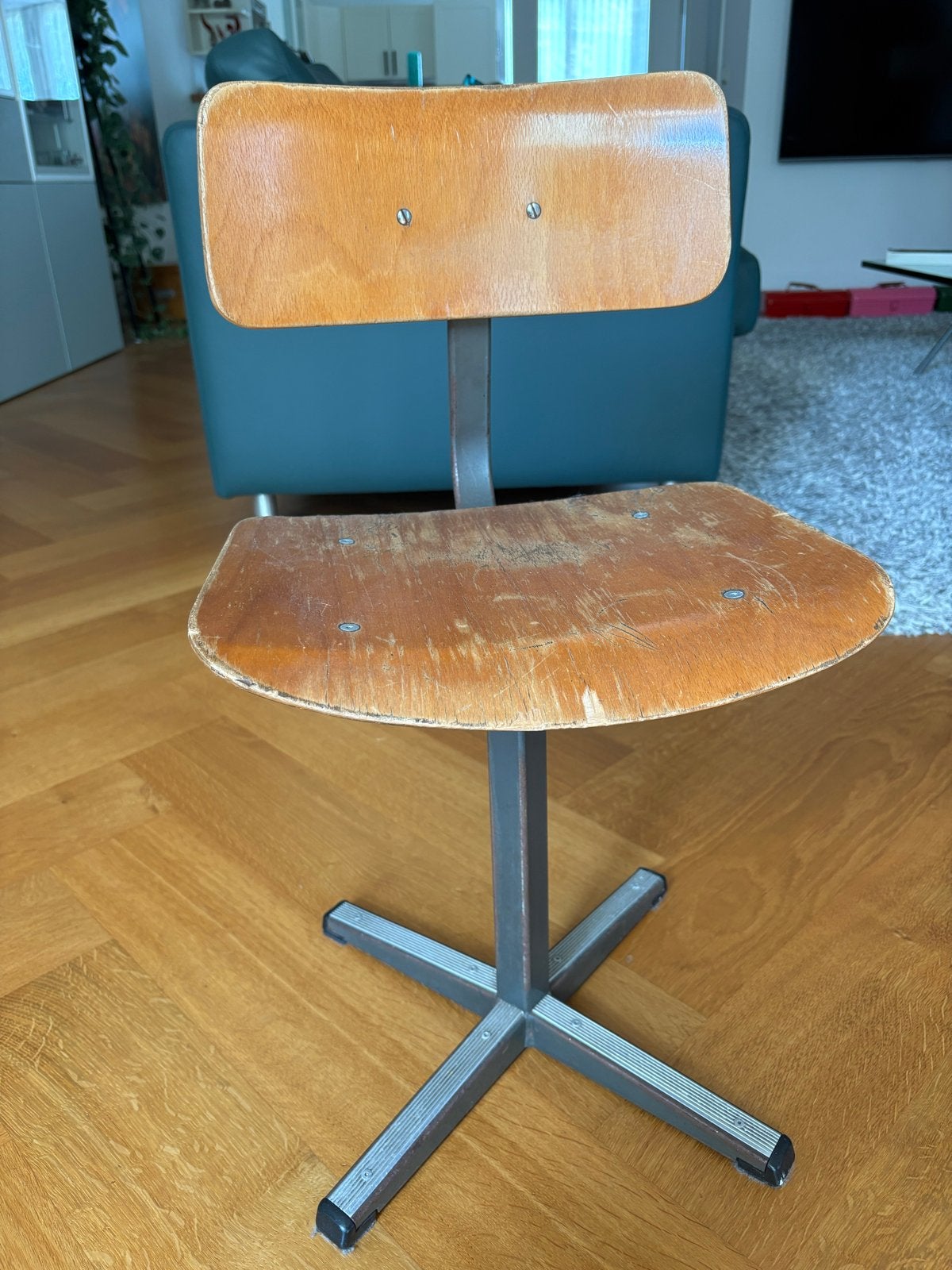 Vintage schoolstoel - Gebruikt, Ophalen, Gebruikt, Bruin, Eén