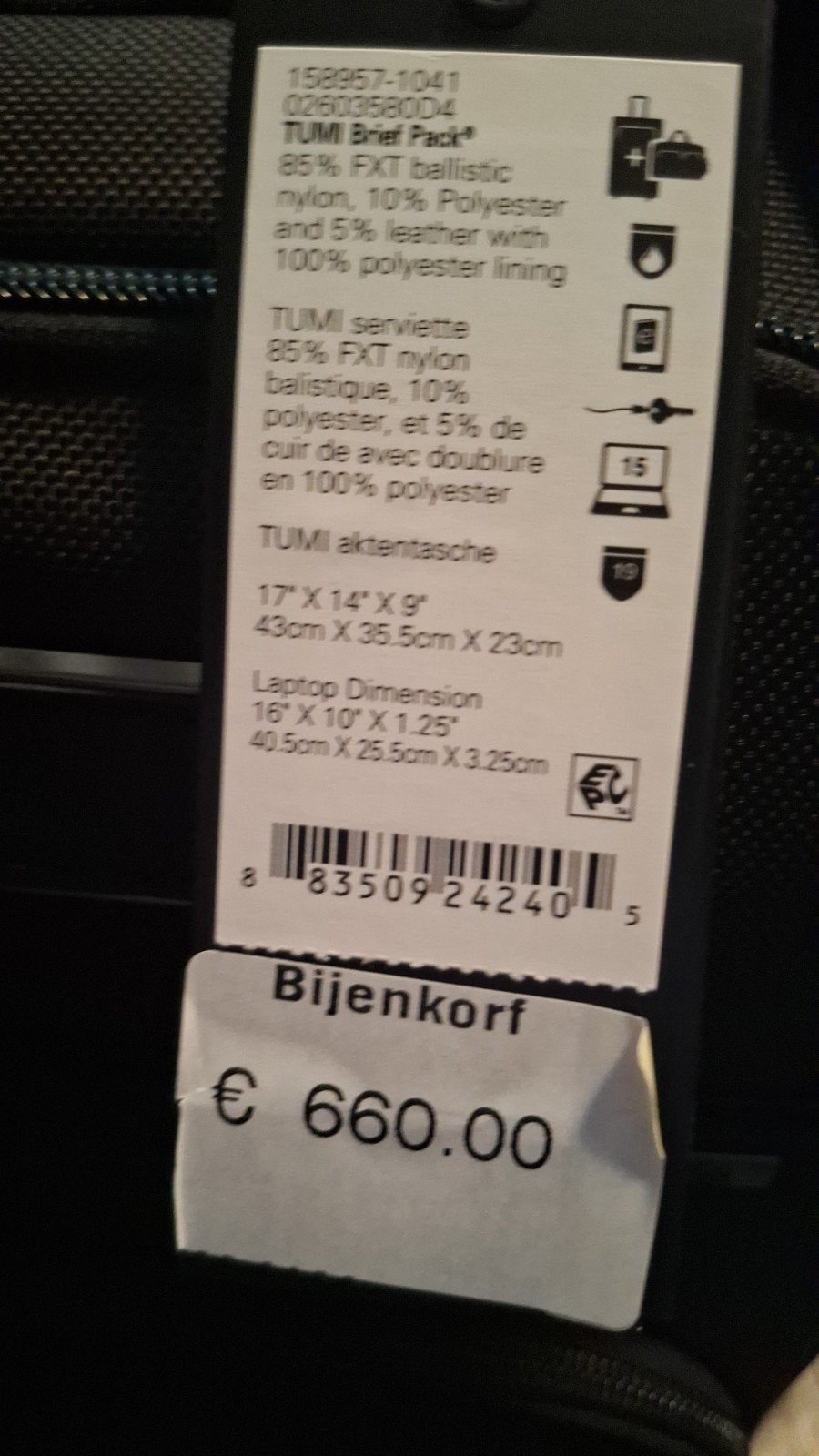TUMI Brief Pack Alpha 3 - Nieuw met label, Ophalen, Nieuw, 40 cm of meer, Overige merken