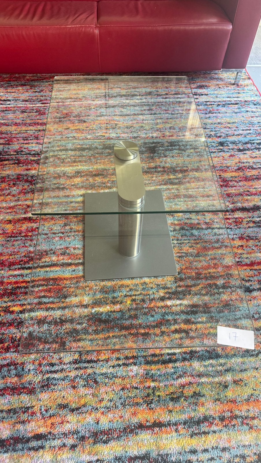 Glazen draaibare zware salontafel glas, Huis en Inrichting, Ophalen, 100 tot 150 cm, 50 tot 100 cm, Glas