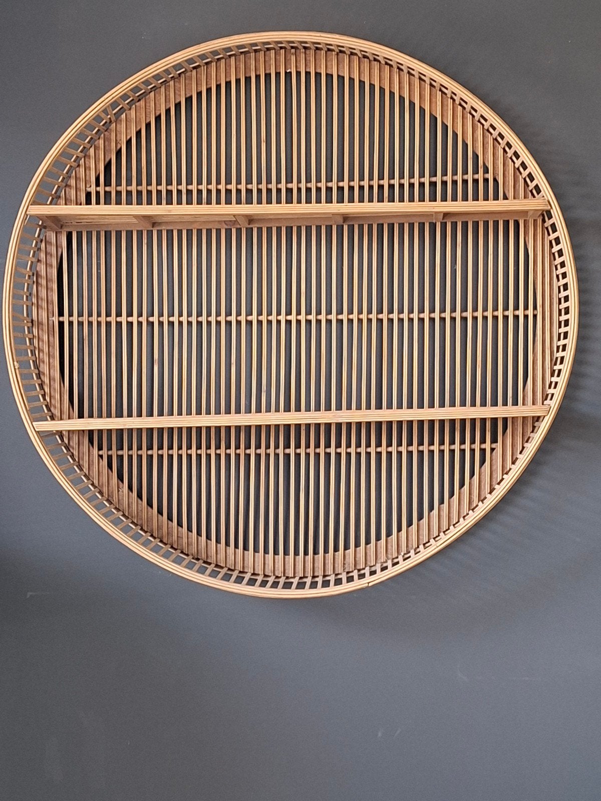 Ronde rotan wandplank met 2 schappen, Huis en Inrichting, Woonaccessoires | Wandplanken en Boekenplanken, Ophalen, Zo goed als nieuw