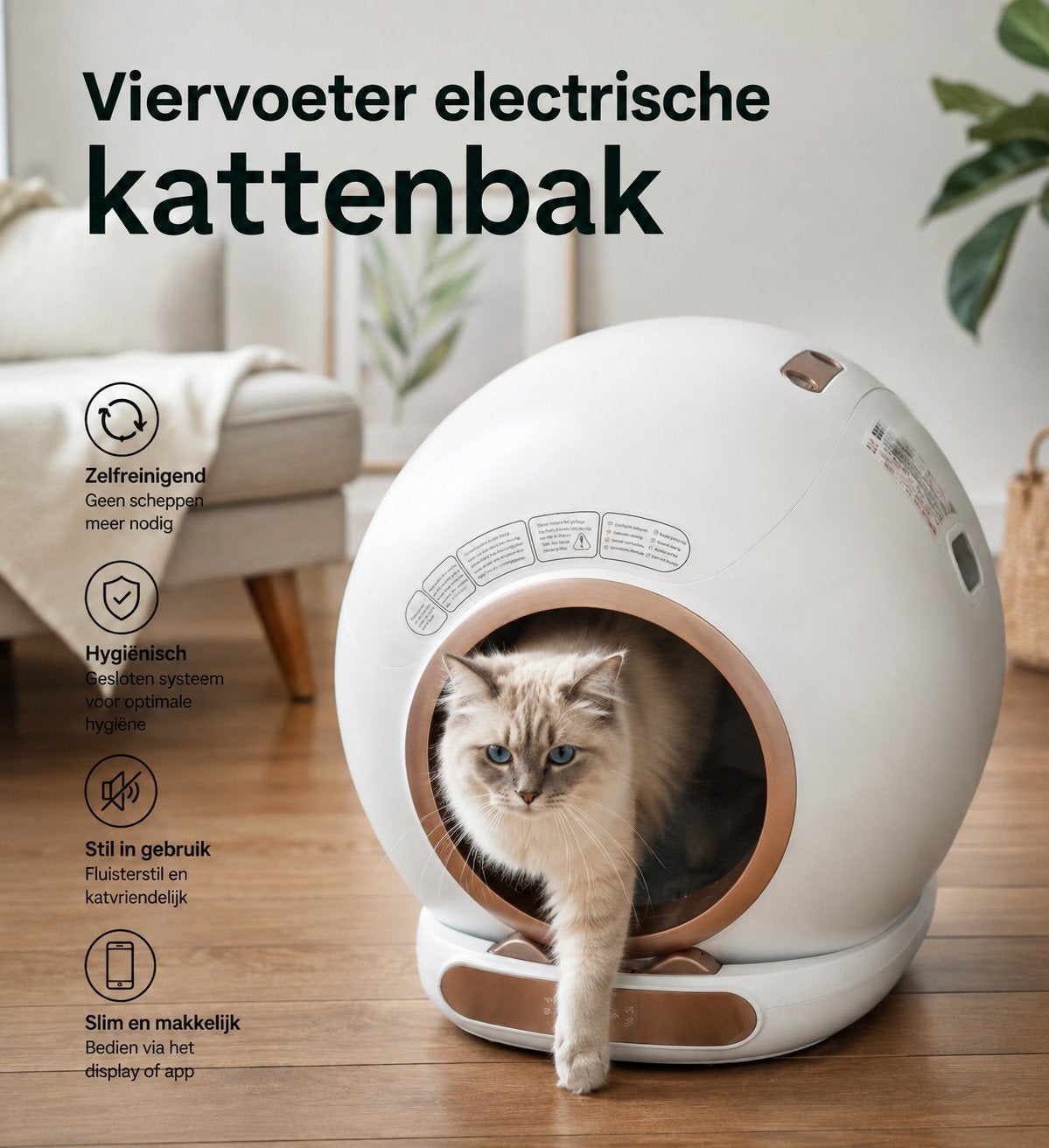 Electrische kattenbak viervoeter, Dieren en Toebehoren, Kattenbakken, Ophalen of Verzenden, Zelfreinigend, Zo goed als nieuw
