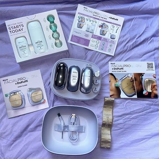 Shark FacialPro + DePuffi Huidverzorgingsset, Ophalen, Zo goed als nieuw, Gehele gezicht, Reiniging