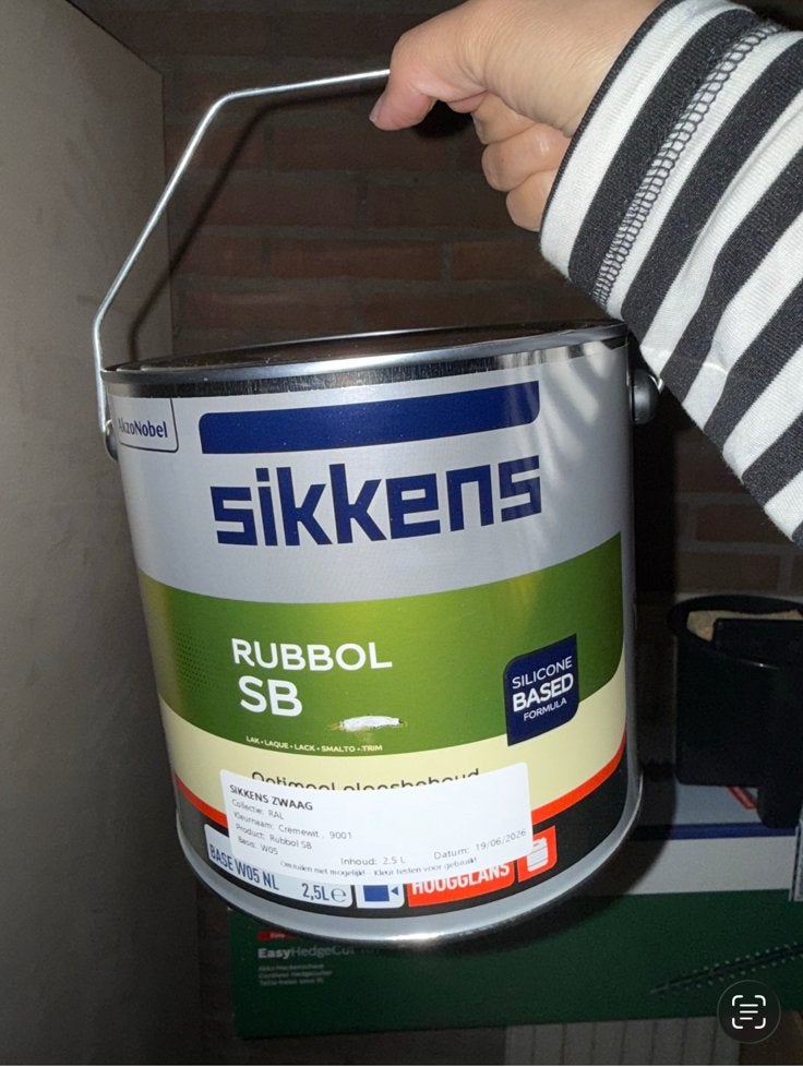 Sikkens Rubbol SB lakverf kleur cremewit 9001 - 2.5L, Ophalen of Verzenden, Zo goed als nieuw, Wit