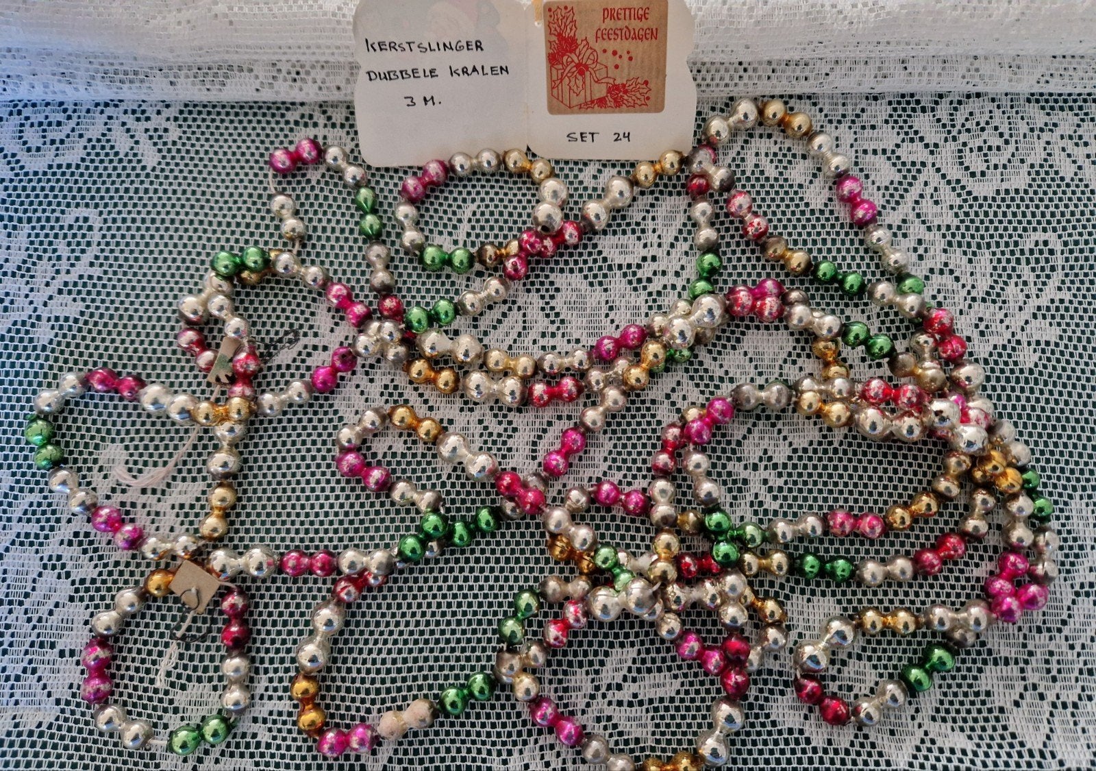 antieke oude kerstslinger 3m. set 24, Diversen, Verzenden