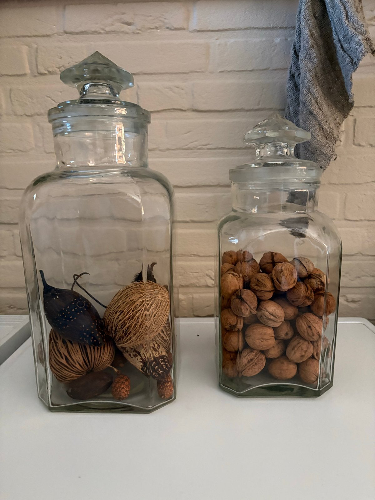 Set van 2 Oude Glazen Snoeppotten - Groot en Klein, Ophalen