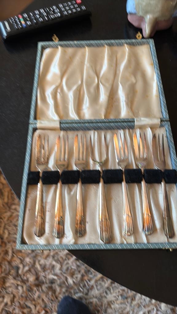 Art Deco taartset, EPNS verzilverd . 6 delig plus, Ophalen of Verzenden