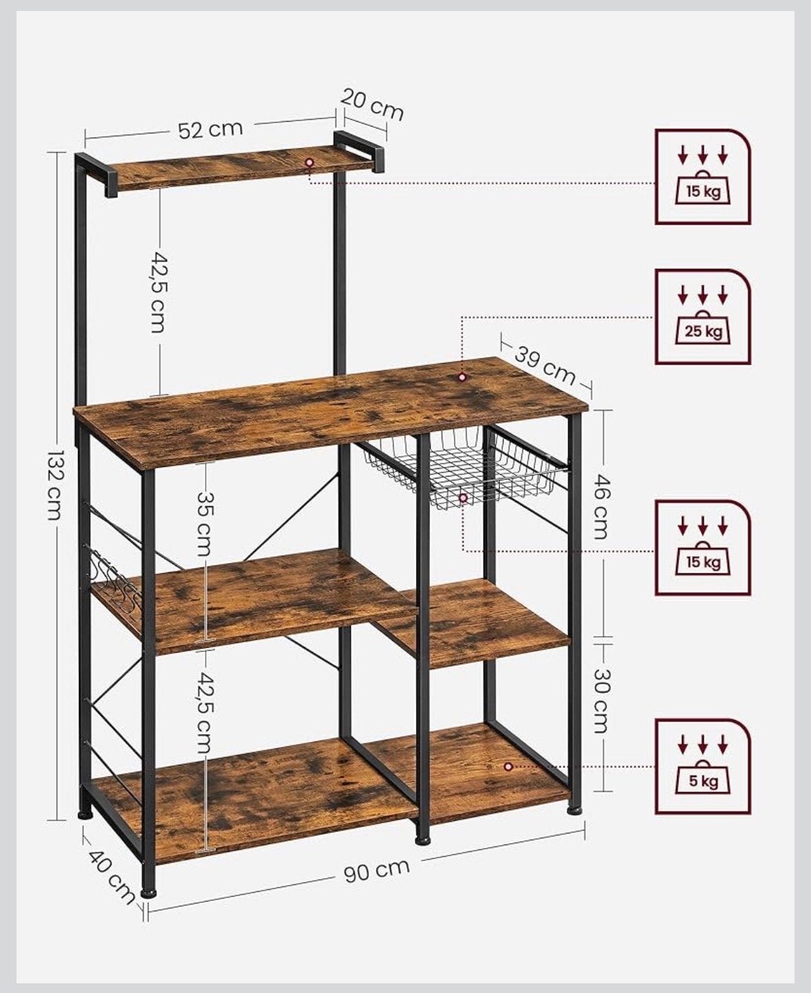 Keukenrek Industrieel Design Donkerbruin KKS35X, Ophalen, Overige typen, Nieuw, Metaal
